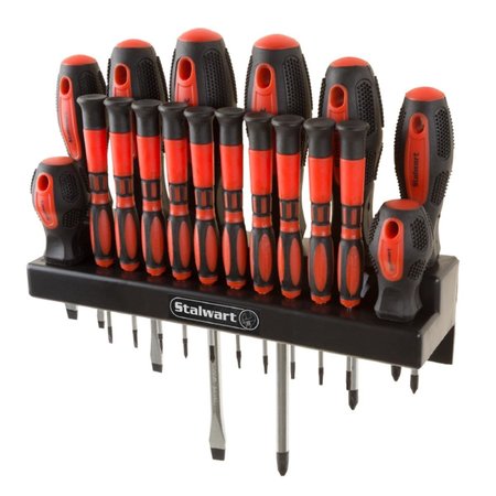 STALWART Stalwart 75-HT4088 18 Piece Screwdriver Set with Wall Mount & Magnetic Tips 75-HT4088